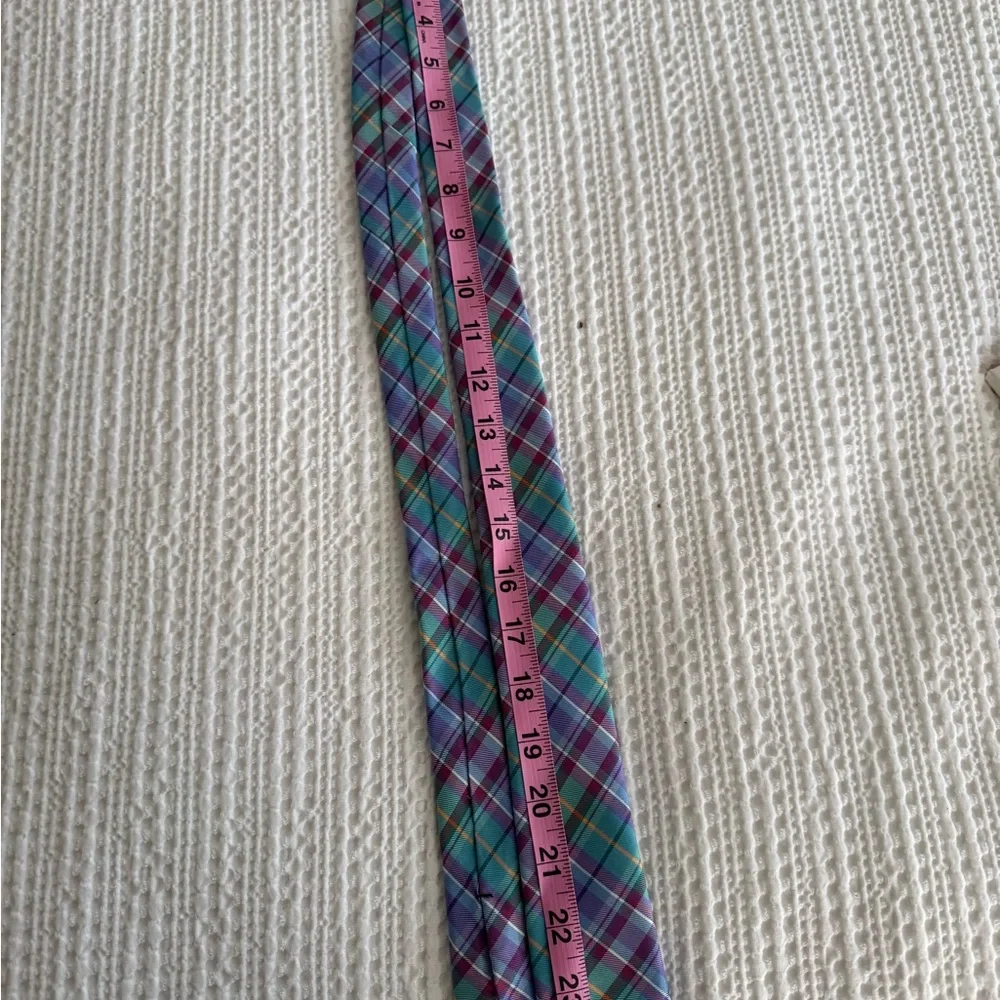 Boys Plaid Silk Tie in Teal and Purple - Unbranded